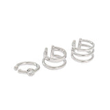 S925 Sterling Silver Ear Clip Zircon Multi-Layer Ear Cuff Buckle Earrings
