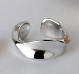 1PC 925 Sterling Silver Twisted Ear Clip No Pierced Smooth Wave Ear Cuff