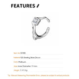 925 Silver Ear Clip Zircon Square Round Irregular Glossy Stackable Catilage