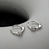 925 Silver Ear Clip Zircon Square Round Irregular Glossy Stackable Catilage