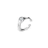 925 Silver Ear Clip Zircon Square Round Irregular Glossy Stackable Catilage