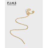 Minimalist C-Shaped Tassel Ear Cuff S925 Sterling Silver No-Pierced Ear Clip