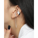 Irregular S925 Silver Ear Clip Catilage Wide Earcuff Jewelry