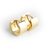 925 Sterling Silver Hoop Earrings Smooth Wide Round Earlobe Buckle
