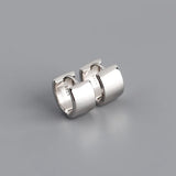 925 Sterling Silver Hoop Earrings Smooth Wide Round Earlobe Buckle