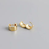 925 Sterling Silver Hoop Earrings Smooth Wide Round Earlobe Buckle