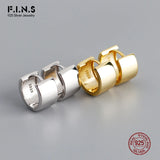 925 Sterling Silver Hoop Earrings Smooth Wide Round Earlobe Buckle