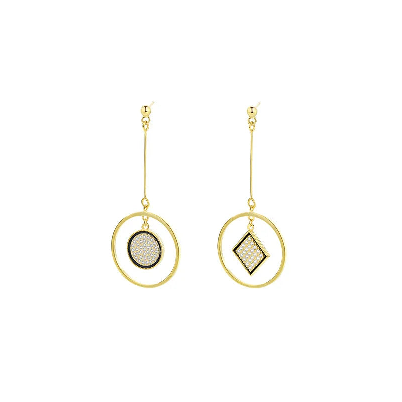F.I.N.S 925 Silver CZ Geometric Circle Earrings