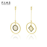 F.I.N.S 925 Silver CZ Geometric Circle Earrings