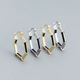 925 Silver Zircon Hoops Geometric Punk Earrings