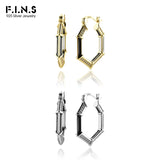 925 Silver Zircon Hoops Geometric Punk Earrings