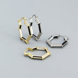 925 Silver Zircon Hoops Geometric Punk Earrings