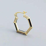 925 Silver Zircon Hoops Geometric Punk Earrings