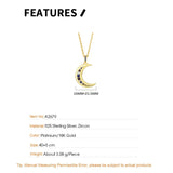 925 Silver Zircon Moon Necklace Colorful CZ Pendant