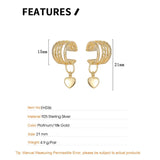 925 Sterling Silver Love Heart Ear Clip Earrings