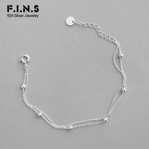 925 Silver Women's Bracelet Double Layer Beads Charm Friendship Bracelet
