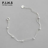 925 Silver Women's Bracelet Double Layer Beads Charm Friendship Bracelet
