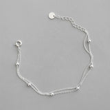 925 Silver Women's Bracelet Double Layer Beads Charm Friendship Bracelet