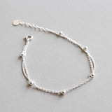 925 Silver Women's Bracelet Double Layer Beads Charm Friendship Bracelet