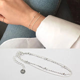 925 Silver Women's Bracelet Double Layer Beads Charm Friendship Bracelet