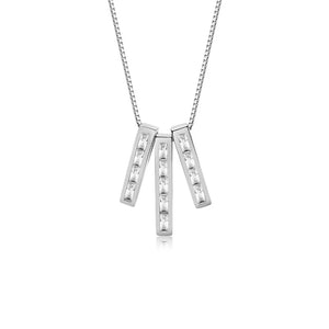 F.I.N.S 925 Silver Zircon Pendant Necklace Crystal Wedding Chain