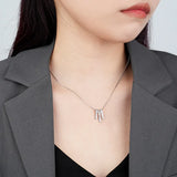 F.I.N.S 925 Silver Zircon Pendant Necklace Crystal Wedding Chain