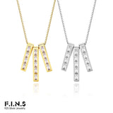 F.I.N.S 925 Silver Zircon Pendant Necklace Crystal Wedding Chain