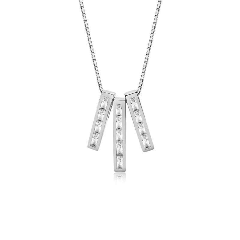 F.I.N.S 925 Silver Zircon Pendant Necklace Crystal Wedding Chain