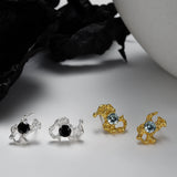 F.I.N.S 925 Silver Irregular Stud Earrings CZ Zircon Fine