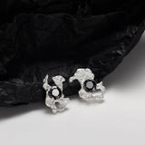 F.I.N.S 925 Silver Irregular Stud Earrings CZ Zircon Fine