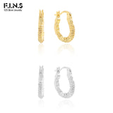 925 Silver Irregular Folded Hoop Earrings Geometric Piercing
