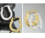 925 Silver Irregular Folded Hoop Earrings Geometric Piercing