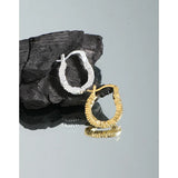 925 Silver Irregular Folded Hoop Earrings Geometric Piercing