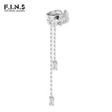 925 Silver Geometric Ear Clip with Zircon Tassel Ear Cuff