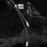 925 Silver Geometric Ear Clip with Zircon Tassel Ear Cuff