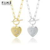 F.I.N.S 925 Sterling Silver Heart Necklace Zircon Star Moon Pendants