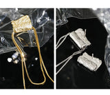 Asymmetrical Korea Woman Wrinkled Texture Silver Earrings