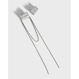 Asymmetrical Korea Woman Wrinkled Texture Silver Earrings