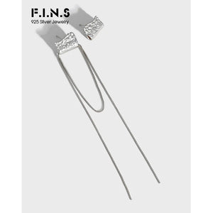 Asymmetrical Korea Woman Wrinkled Texture Silver Earrings