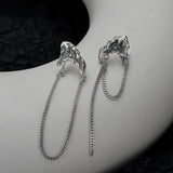 Asymmetrical S925 Drip Glaze Drop Earrings Tassel Chain Dangle