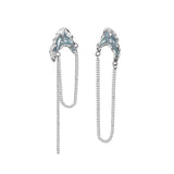 Asymmetrical S925 Drip Glaze Drop Earrings Tassel Chain Dangle