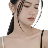 Asymmetrical S925 Drip Glaze Drop Earrings Tassel Chain Dangle