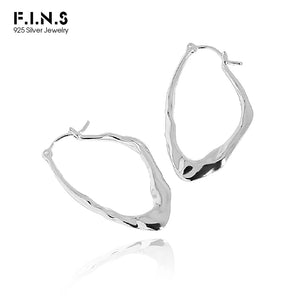 F.I.N.S 925 Sterling Silver Big Hoops Earrings Women Fine Jewelry