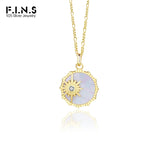 F.I.N.S 925 Silver Sun Shell Necklace Geometric Chain Pendants