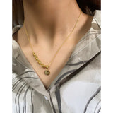 F.I.N.S S925 Silver Necklace Small Round Tag Thick Chain Pendant Punk Clavicle