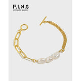 Baroque Pearl 925 Silver Cuban Chain Bracelet