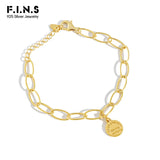 925 Sterling Silver Round Tag Women's Bracelet