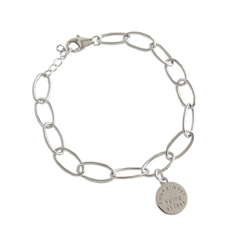 925 Sterling Silver Round Tag Women's Bracelet