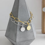 925 Sterling Silver Round Tag Women's Bracelet
