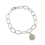 925 Sterling Silver Round Tag Women's Bracelet